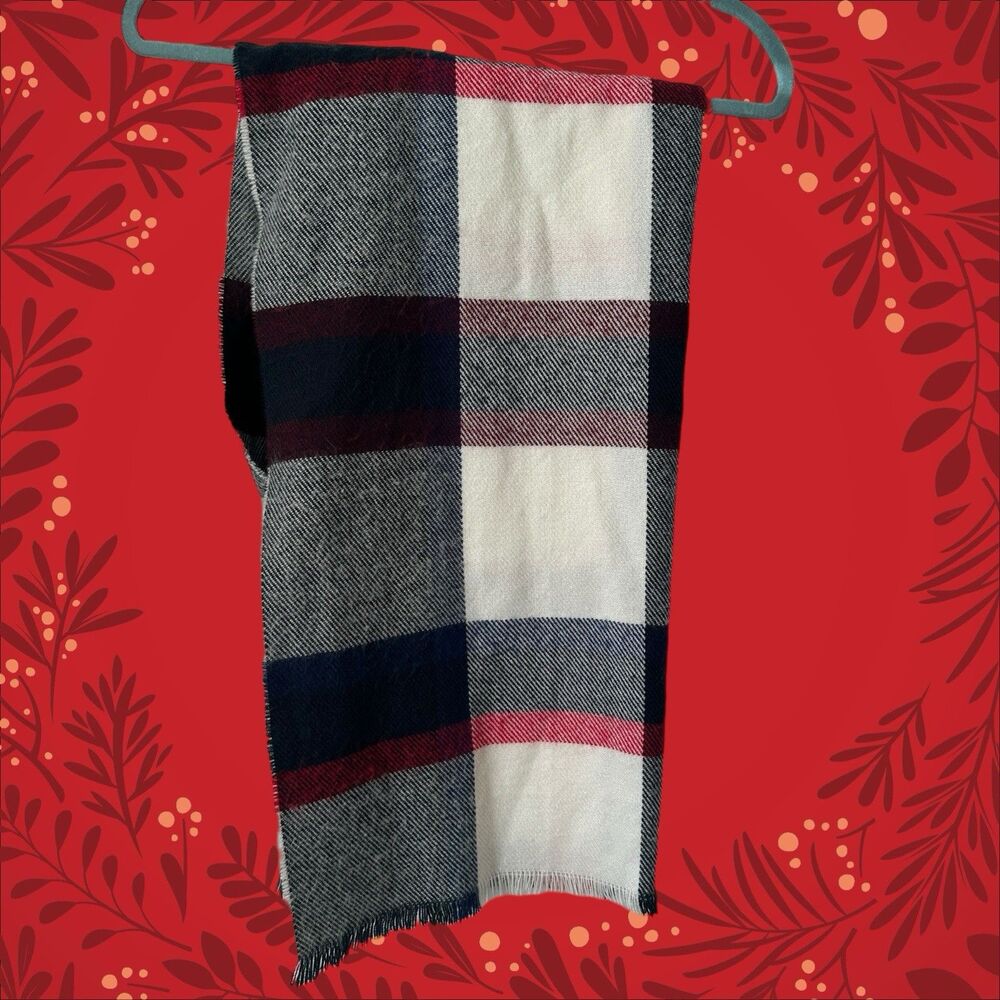 Tommy Hilfiger Blanket Wrap Scarf Red White Blue 72 X 48 Winter holiday